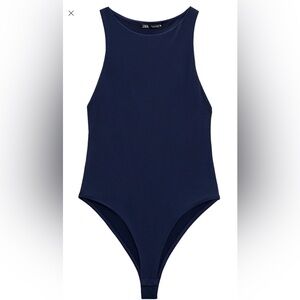 Zara Navy Blue Halterneck Bodysuit